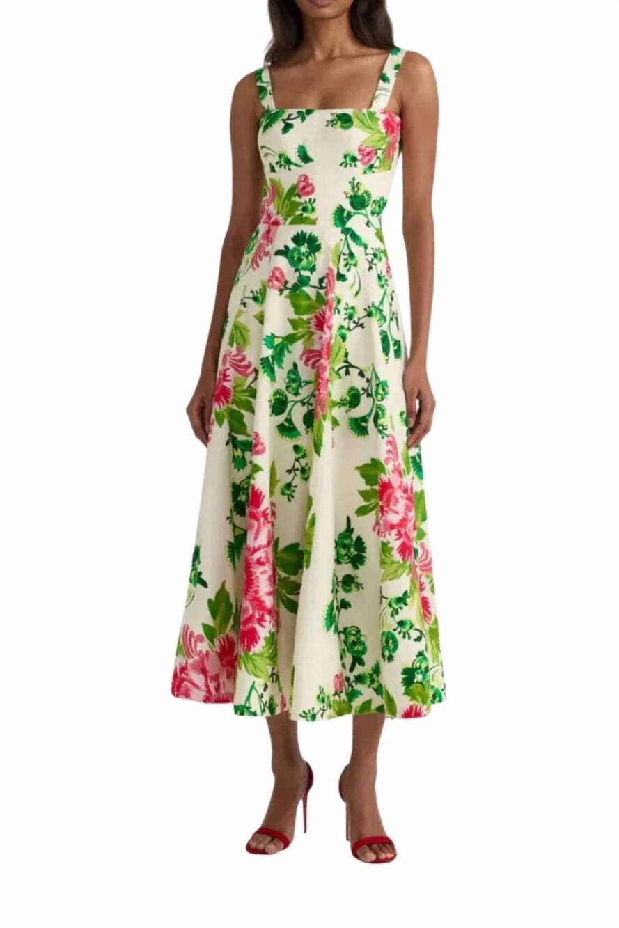 NEW SALONI sabrina midi dress in saffier bouquet